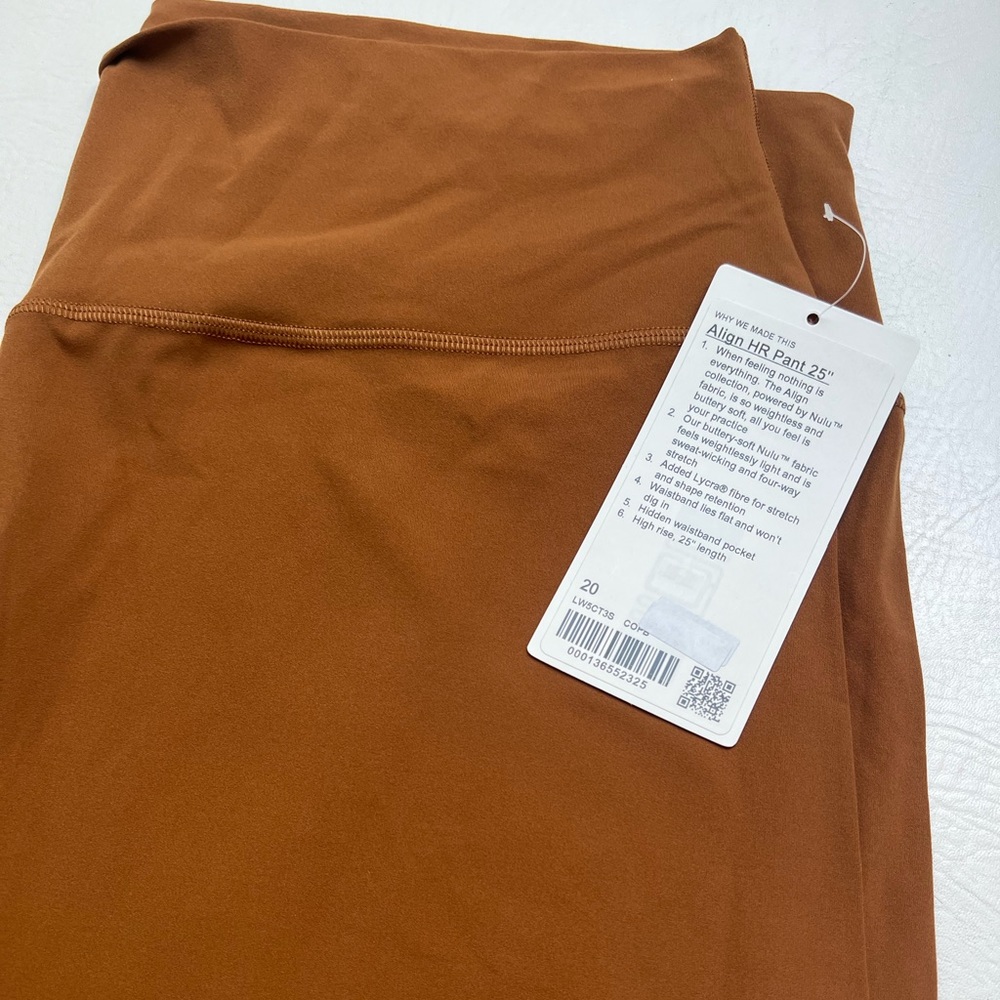 lululemon Align Legging 25" (sz 20) nwt copper brown